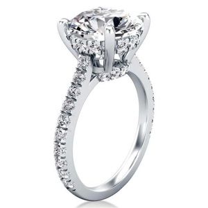 Italo Classic Oval Created White Sapphire Engagement Ring